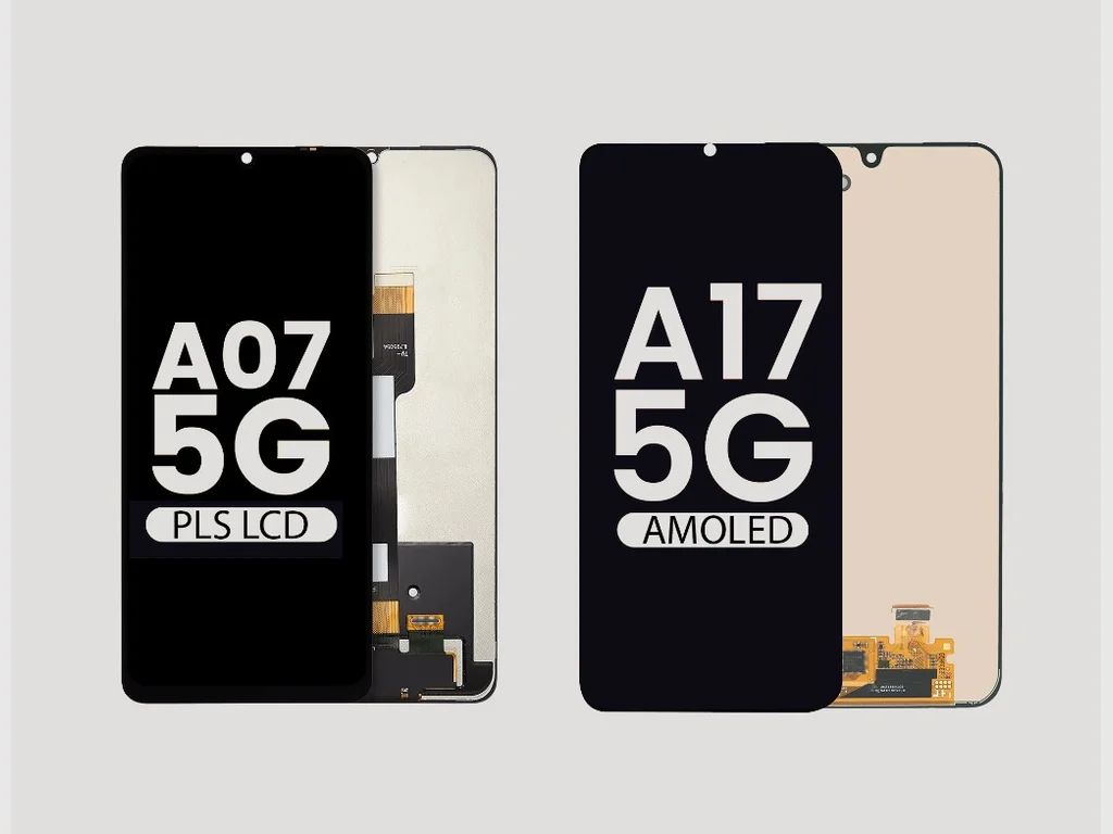 Close-up comparison of two Samsung Galaxy A phone displays side by side