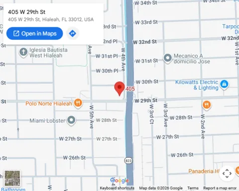 Map showing Star Phone Fix at 405 W 29th St, Hialeah, FL 33012