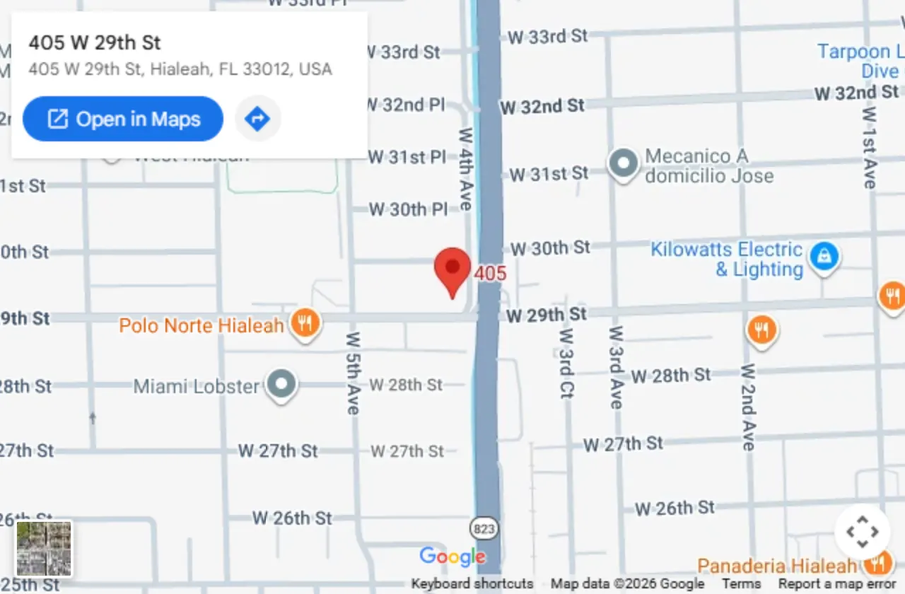 Map showing Star Phone Fix at 405 W 29th St, Hialeah, FL 33012